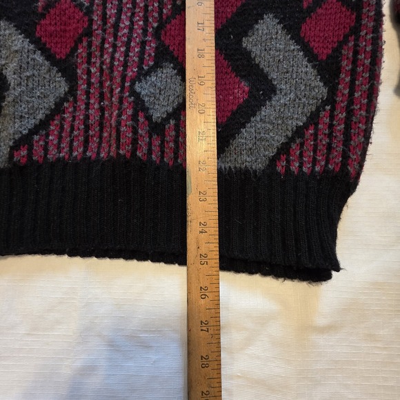 XL Indie Vintage sweater Eclectic Grandpa core Mens Black Red Geometric dad 80's - Picture 6 of 9